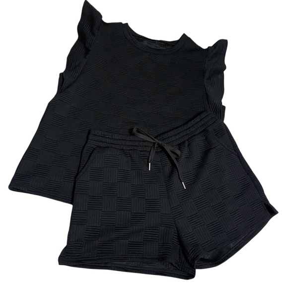 Pants - Black Boutique Textured Sleeveless Top and Shorts Set